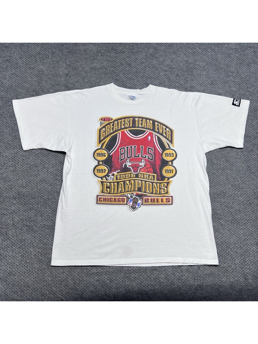 Vintage 1996 Starter Chicago Bulls World Champion T-Shirt Large RARE MENS WHITE